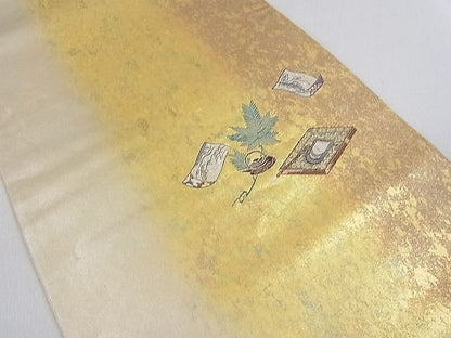平和屋着物■六通太鼓柄袋帯 器物松葉文 金糸 引箔 逸品 DAAA8065fe