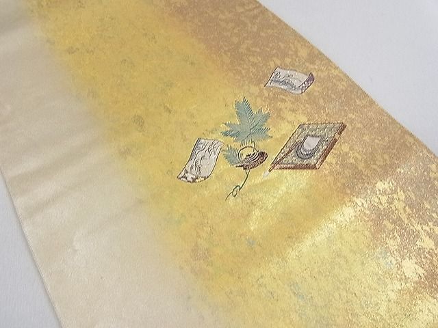 平和屋着物■六通太鼓柄袋帯 器物松葉文 金糸 引箔 逸品 DAAA8065fe