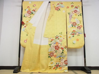 平和屋本店■極上　創業460年・千總　振袖　駒刺繍　誰が袖好み　吉祥花文　金彩　高島屋扱い　正絹　逸品　KAAA0444kk4