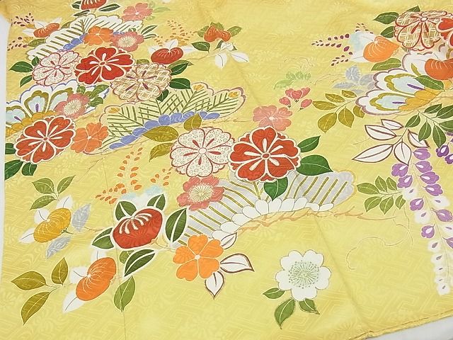 平和屋本店■極上　創業460年・千總　振袖　駒刺繍　誰が袖好み　吉祥花文　金彩　高島屋扱い　正絹　逸品　KAAA0444kk4