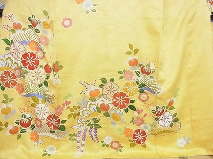 平和屋本店■極上　創業460年・千總　振袖　駒刺繍　誰が袖好み　吉祥花文　金彩　高島屋扱い　正絹　逸品　KAAA0444kk4