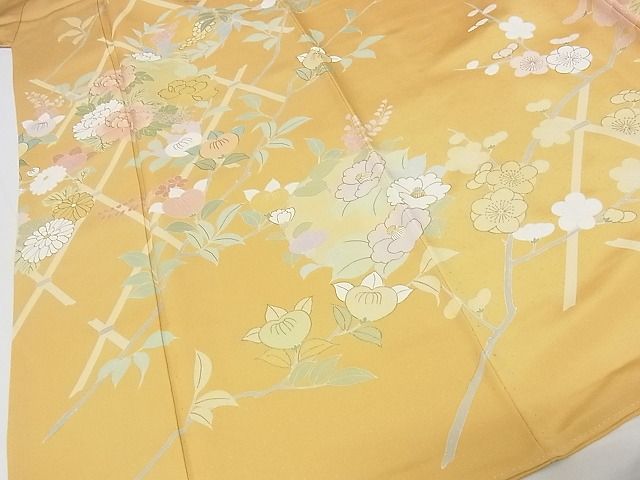 平和屋本店●極上　創業460年・千總　訪問着　刺繍　桧垣花文　金彩　松坂屋扱い　正絹　逸品　KAAA0457kk4