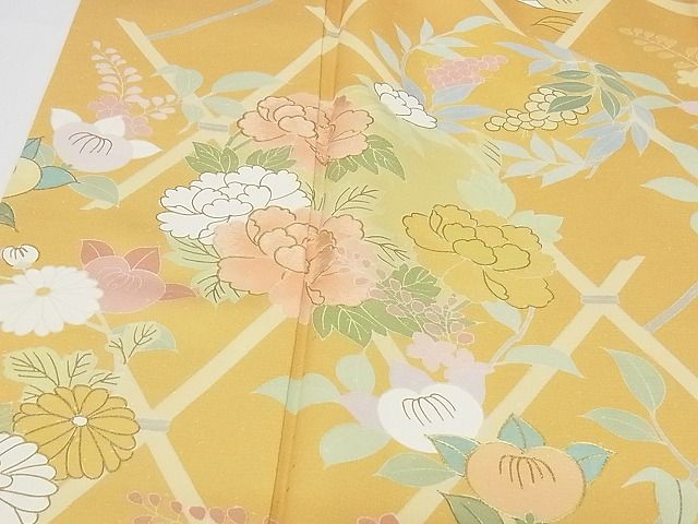 平和屋本店●極上　創業460年・千總　訪問着　刺繍　桧垣花文　金彩　松坂屋扱い　正絹　逸品　KAAA0457kk4