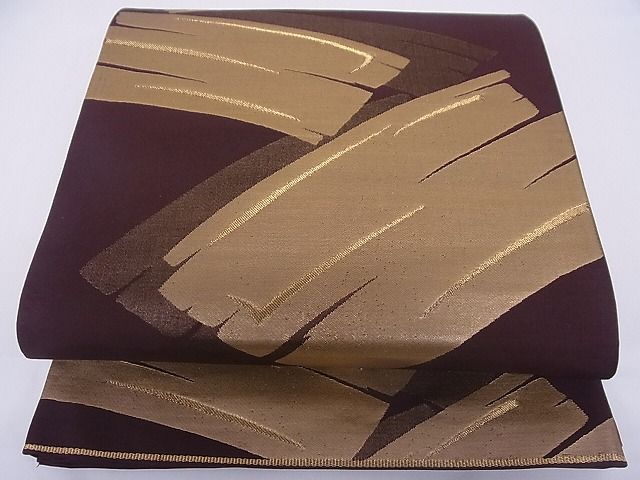 平和屋着物■六通柄袋帯 幾何学文様 金糸 正絹 逸品 AAAC1917Ajz
