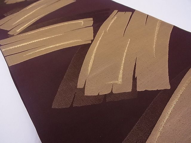 平和屋着物■六通柄袋帯 幾何学文様 金糸 正絹 逸品 AAAC1917Ajz