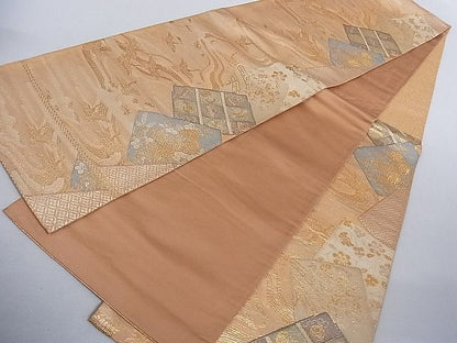 平和屋着物■六通柄袋帯 色紙重ね飛鶴吉祥文 金銀糸 正絹 逸品 AAAC2172Aog
