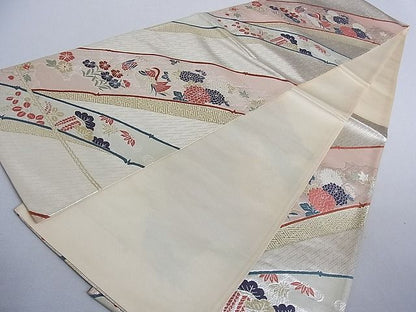 平和屋着物■有耺佐賀錦 六通柄袋帯 鴛鴦花文 金銀糸 正絹 逸品 AAAC2122Aog