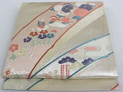 平和屋着物■有耺佐賀錦 六通柄袋帯 鴛鴦花文 金銀糸 正絹 逸品 AAAC2122Aog