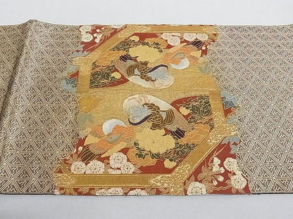平和屋着物■太鼓柄袋帯 鴛鴦蜀江花文 金銀糸 正絹 逸品 AAAC2139Aog