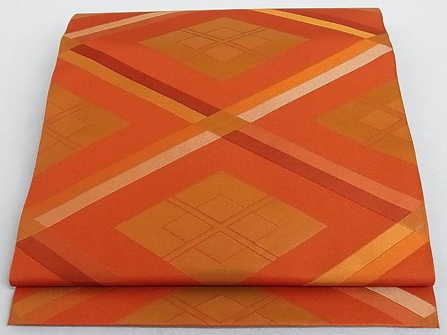 平和屋着物■六通柄 本袋帯 菱繋ぎ 正絹 逸品 AAAC2140Aog