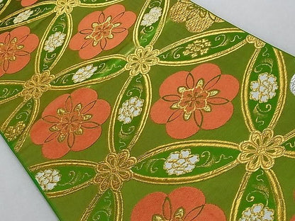 平和屋着物■六通柄 本袋帯 唐織 七宝花文 金銀糸 正絹 逸品 AAAC2162Aog