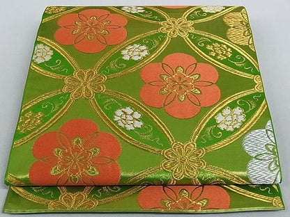 平和屋着物■六通柄 本袋帯 唐織 七宝花文 金銀糸 正絹 逸品 AAAC2162Aog