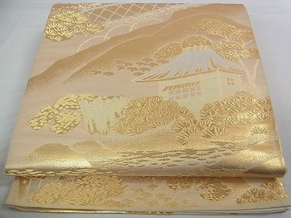 平和屋着物■六通柄袋帯 風景文 金糸 逸品 DAAB0082ud