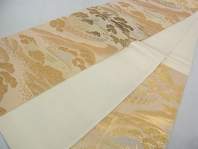 平和屋着物■六通柄袋帯 風景文 金糸 逸品 DAAB0082ud