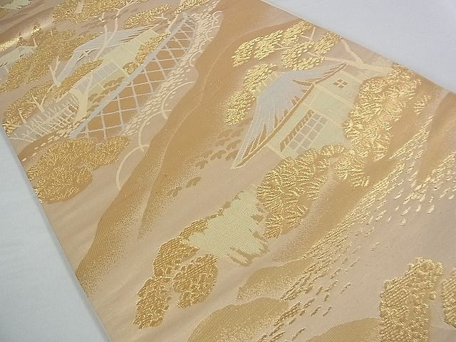 平和屋着物■六通柄袋帯 風景文 金糸 逸品 DAAB0082ud