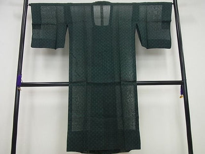 平和屋本店■極上　夏物　絹芭蕉　道行コート　スリーシーズン　春夏秋　塵除け　ロング丈　格子柄　証紙付き　逸品4s595
