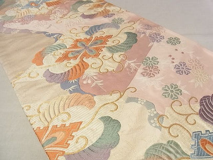 平和屋着物■六通柄袋帯 唐織 花菱文 金糸 正絹 逸品 AAAC1641Apf