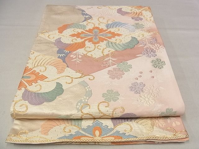 平和屋着物■六通柄袋帯 唐織 花菱文 金糸 正絹 逸品 AAAC1641Apf