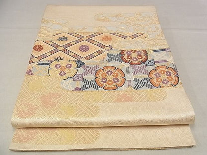 平和屋着物■六通柄袋帯 唐織 霞蜀江花文 金糸 正絹 逸品 AAAC1648Apf