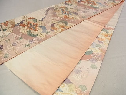 平和屋着物■六通柄袋帯 唐織 花菱文 金糸 正絹 逸品 AAAC1641Apf