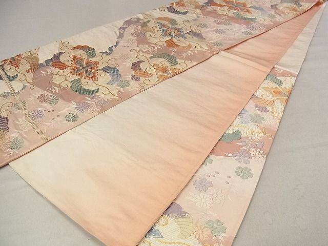 平和屋着物■六通柄袋帯 唐織 花菱文 金糸 正絹 逸品 AAAC1641Apf