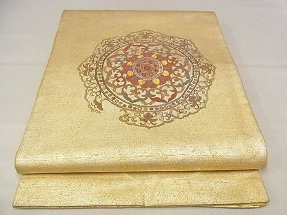平和屋着物■太鼓柄袋帯 花丸文 金糸 正絹 逸品 AAAC1660Apf