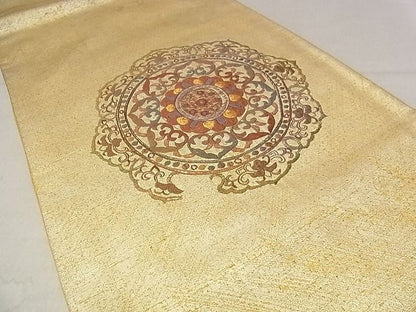 平和屋着物■太鼓柄袋帯 花丸文 金糸 正絹 逸品 AAAC1660Apf