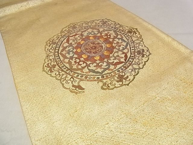 平和屋着物■太鼓柄袋帯 花丸文 金糸 正絹 逸品 AAAC1660Apf