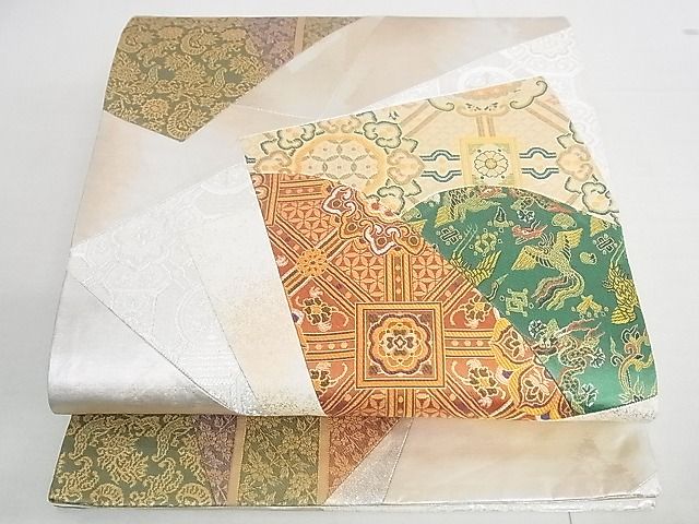 平和屋着物■六通柄袋帯 切嵌 色紙吉祥花文 金銀糸 逸品 DAAB1047jm