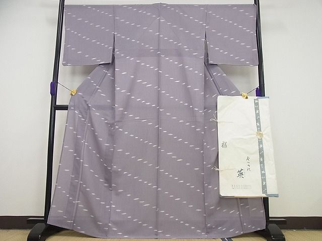 平和屋本店■極上　夏物　洗える最高級着物　＜英＞はなぶさ謹製　小紋　縦絽　霞文　たとう紙付き4s648