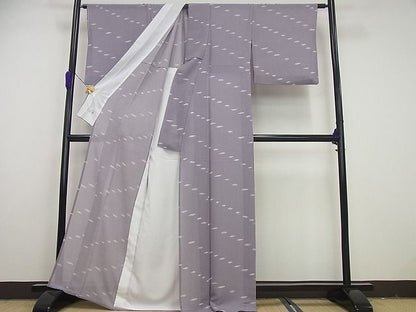 平和屋本店■極上　夏物　洗える最高級着物　＜英＞はなぶさ謹製　小紋　縦絽　霞文　たとう紙付き4s648