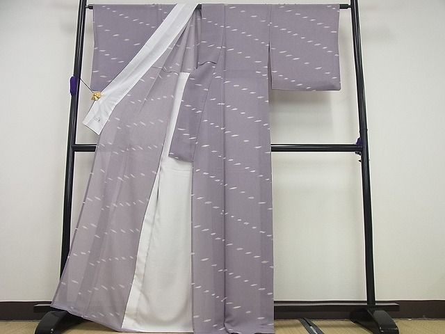 平和屋本店■極上　夏物　洗える最高級着物　＜英＞はなぶさ謹製　小紋　縦絽　霞文　たとう紙付き4s648