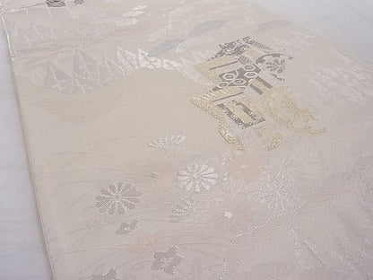 平和屋着物■六通柄袋帯 京洛山水 プラチナ二重箔 正絹 逸品 AAAC8309Agk