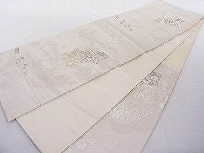 平和屋着物■六通柄袋帯 京洛山水 プラチナ二重箔 正絹 逸品 AAAC8309Agk