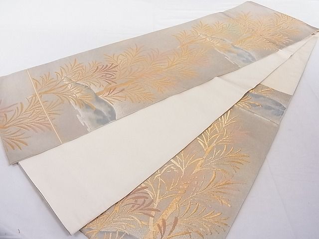 平和屋着物■六通柄袋帯 枝葉文 金糸 引箔 正絹 逸品 AAAC8318Agk