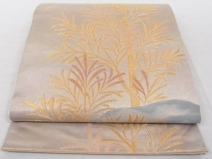 平和屋着物■六通柄袋帯 枝葉文 金糸 引箔 正絹 逸品 AAAC8318Agk