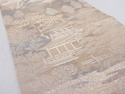 平和屋着物■六通柄袋帯 京洛錦 風景文 二重引箔 正絹 逸品 AAAC8158Agk