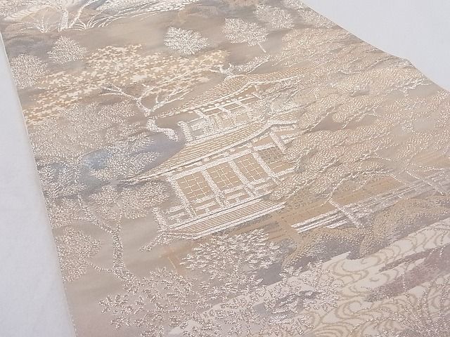 平和屋着物■六通柄袋帯 京洛錦 風景文 二重引箔 正絹 逸品 AAAC8158Agk