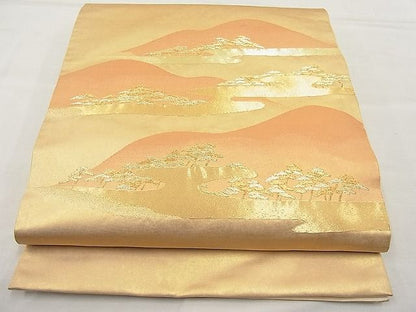 平和屋着物■太鼓柄袋帯 ヱ霞遠山松文 金糸 逸品 n-rc0804