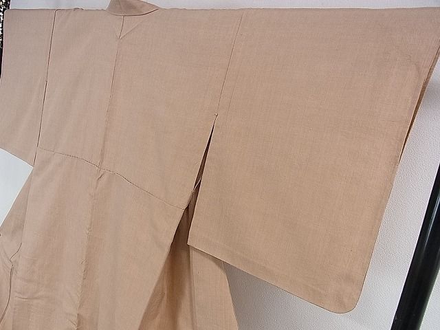 平和屋本店■極上　本場結城紬　重要無形文化財　単衣　色無地　水柿色　逸品　4kh2081