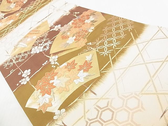 平和屋着物■六通柄袋帯　唐織　地紙吉祥花文　金糸　逸品　DAAA3228rt