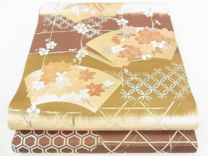 平和屋着物■六通柄袋帯　唐織　地紙吉祥花文　金糸　逸品　DAAA3228rt