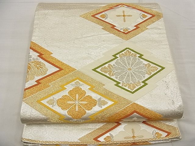 平和屋着物■六通柄袋帯 唐織 松皮菱花文 金銀糸 逸品 n-ea1838