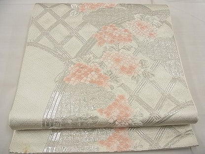 平和屋着物■六通柄袋帯 唐織 籬花文 銀糸 逸品 n-ea1840