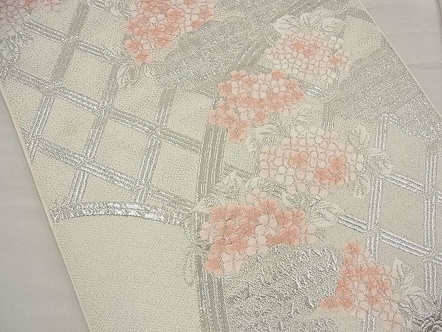 平和屋着物■六通柄袋帯 唐織 籬花文 銀糸 逸品 n-ea1840