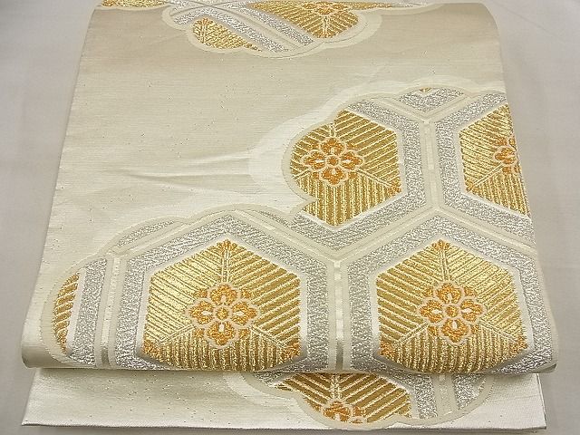平和屋着物■六通柄袋帯 唐織 雲取り亀甲花菱文 金銀糸 逸品 n-ea1859