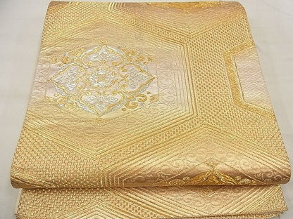 平和屋着物■六通柄袋帯 亀甲花菱文 金糸 逸品 n-ea1875