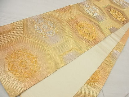 平和屋着物■六通柄袋帯 亀甲花菱文 金糸 逸品 n-ea1875