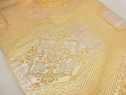 平和屋着物■六通柄袋帯 亀甲花菱文 金糸 逸品 n-ea1875