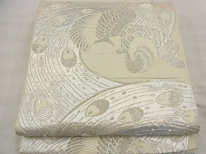 平和屋着物■六通柄袋帯　唐織　孔雀　銀糸　逸品　n-ea1885